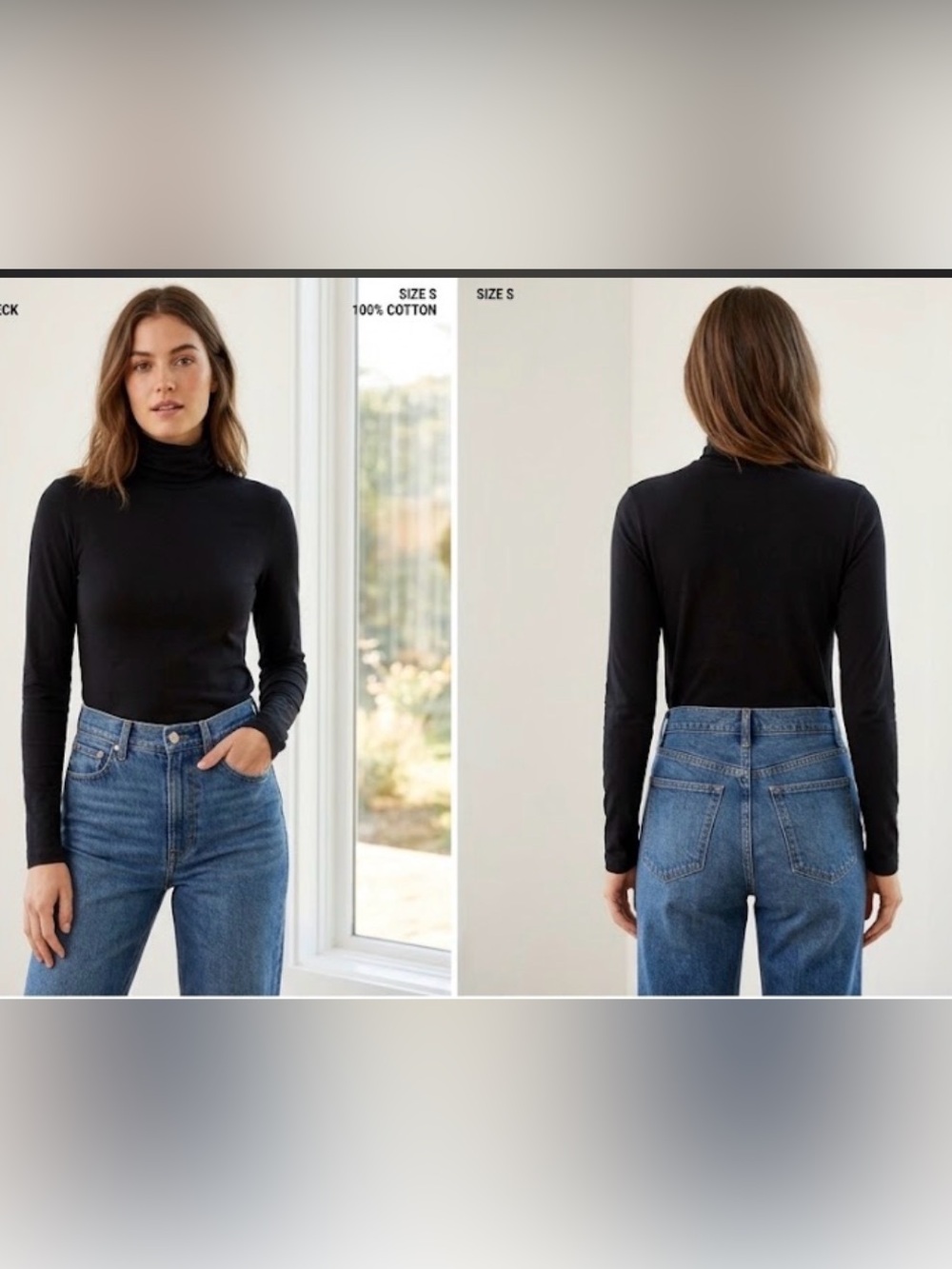 J. Crew Black 100% Cotton Long Sleeve Turtleneck Top Small